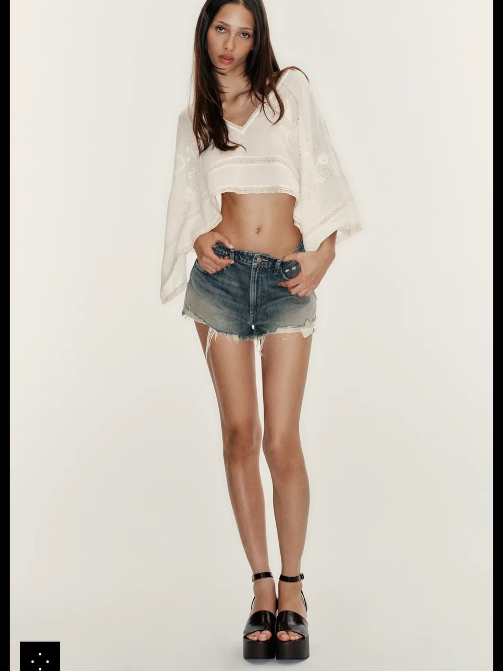 Zara Ripped High Waisted Denim Shorts